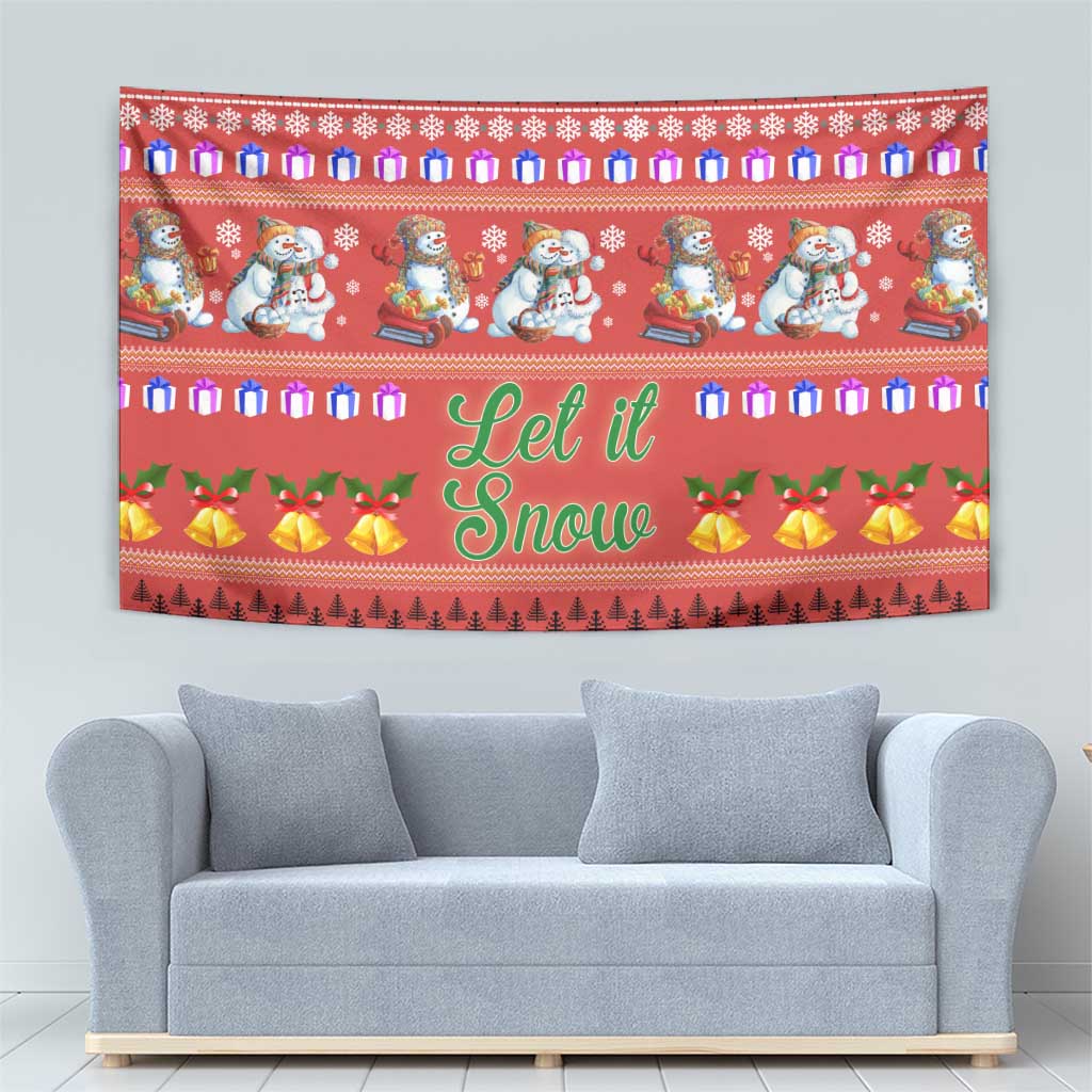 Snowman Let It Snow Christmas Tapestry Xmas Holiday Patterns - Wonder Print Shop
