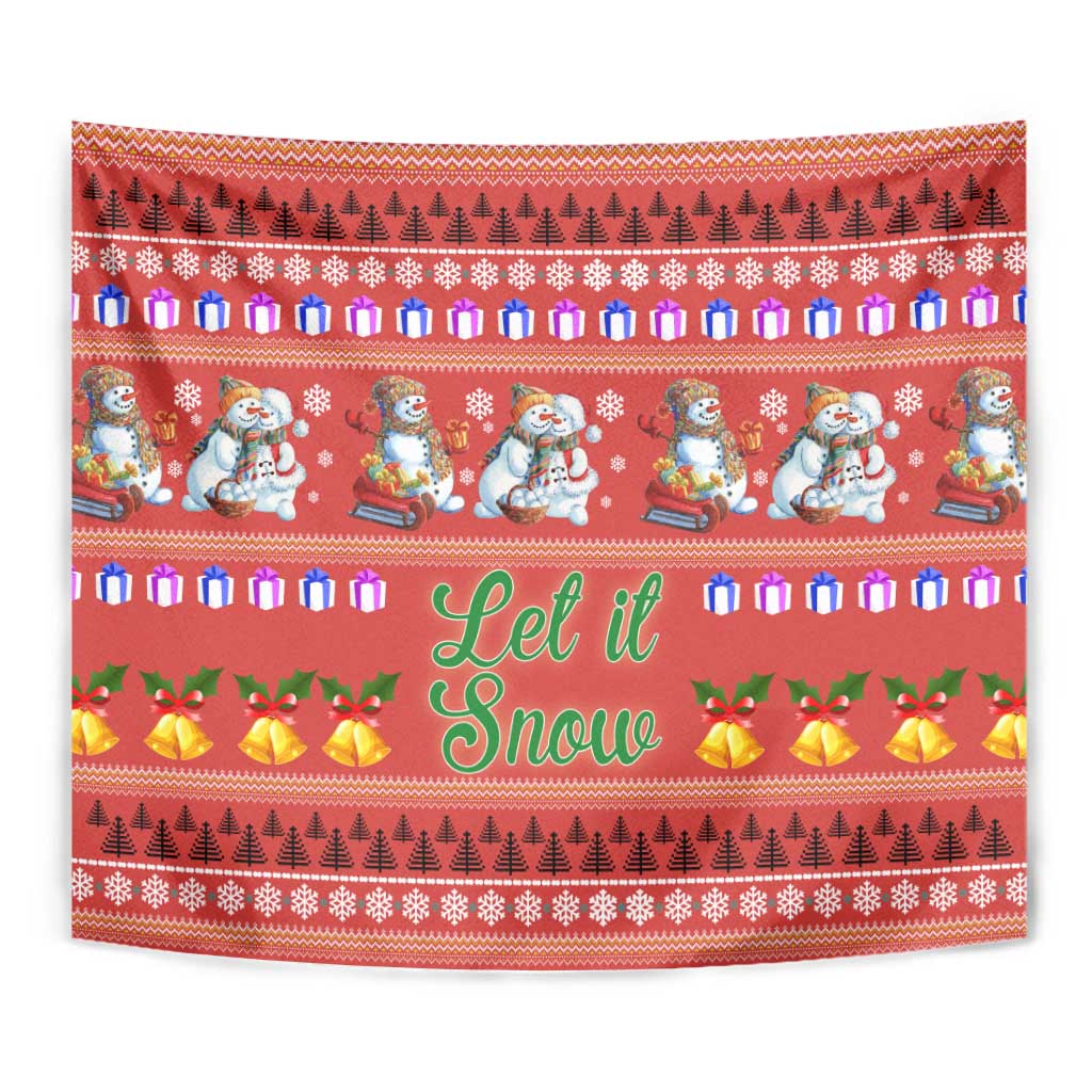 Snowman Let It Snow Christmas Tapestry Xmas Holiday Patterns - Wonder Print Shop