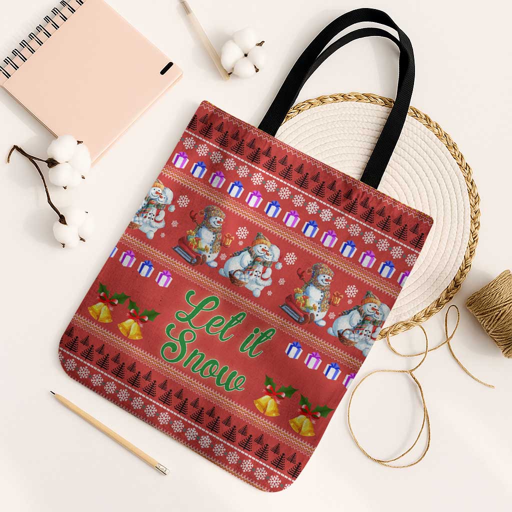 Snowman Let It Snow Christmas Tote Bag Xmas Holiday Patterns - Wonder Print Shop