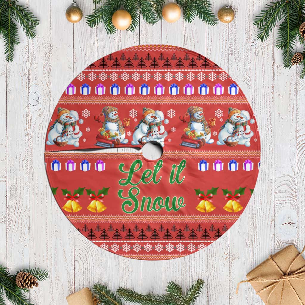Snowman Let It Snow Christmas Tree Skirt Xmas Holiday Patterns - Wonder Print Shop
