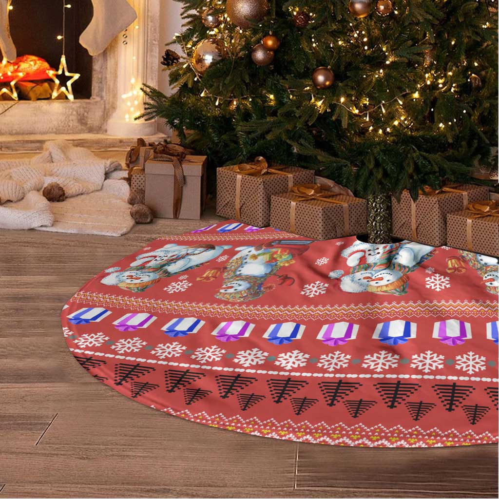 Snowman Let It Snow Christmas Tree Skirt Xmas Holiday Patterns - Wonder Print Shop