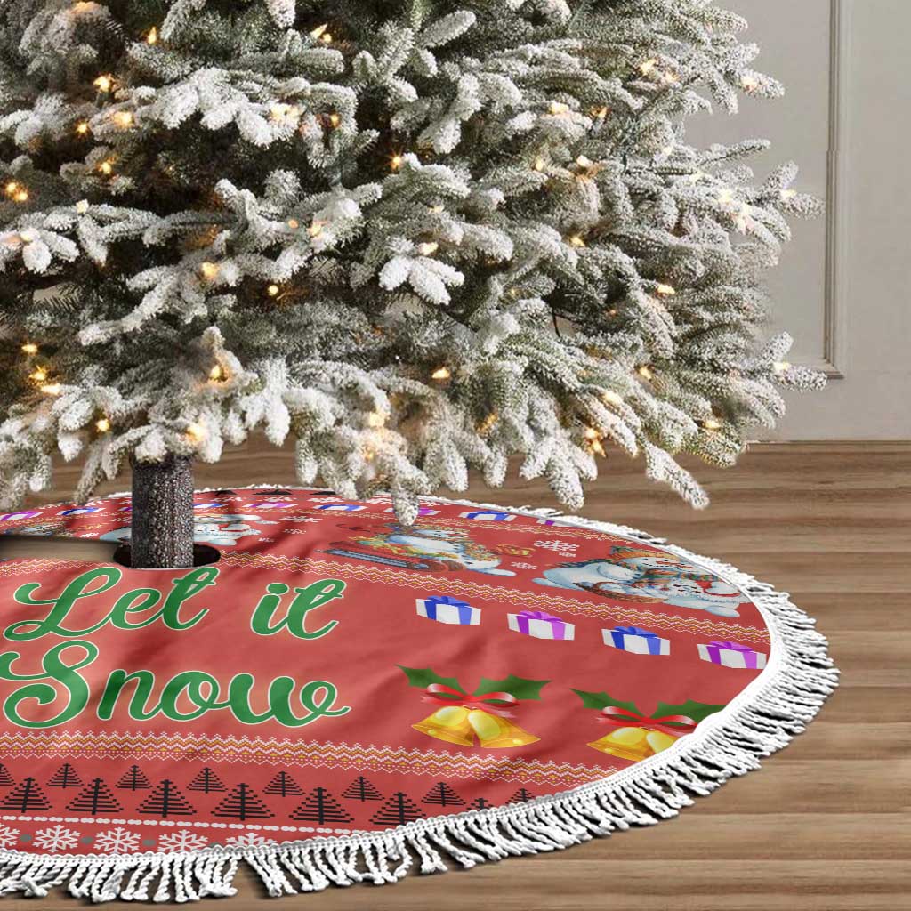Snowman Let It Snow Christmas Tree Skirt Xmas Holiday Patterns - Wonder Print Shop