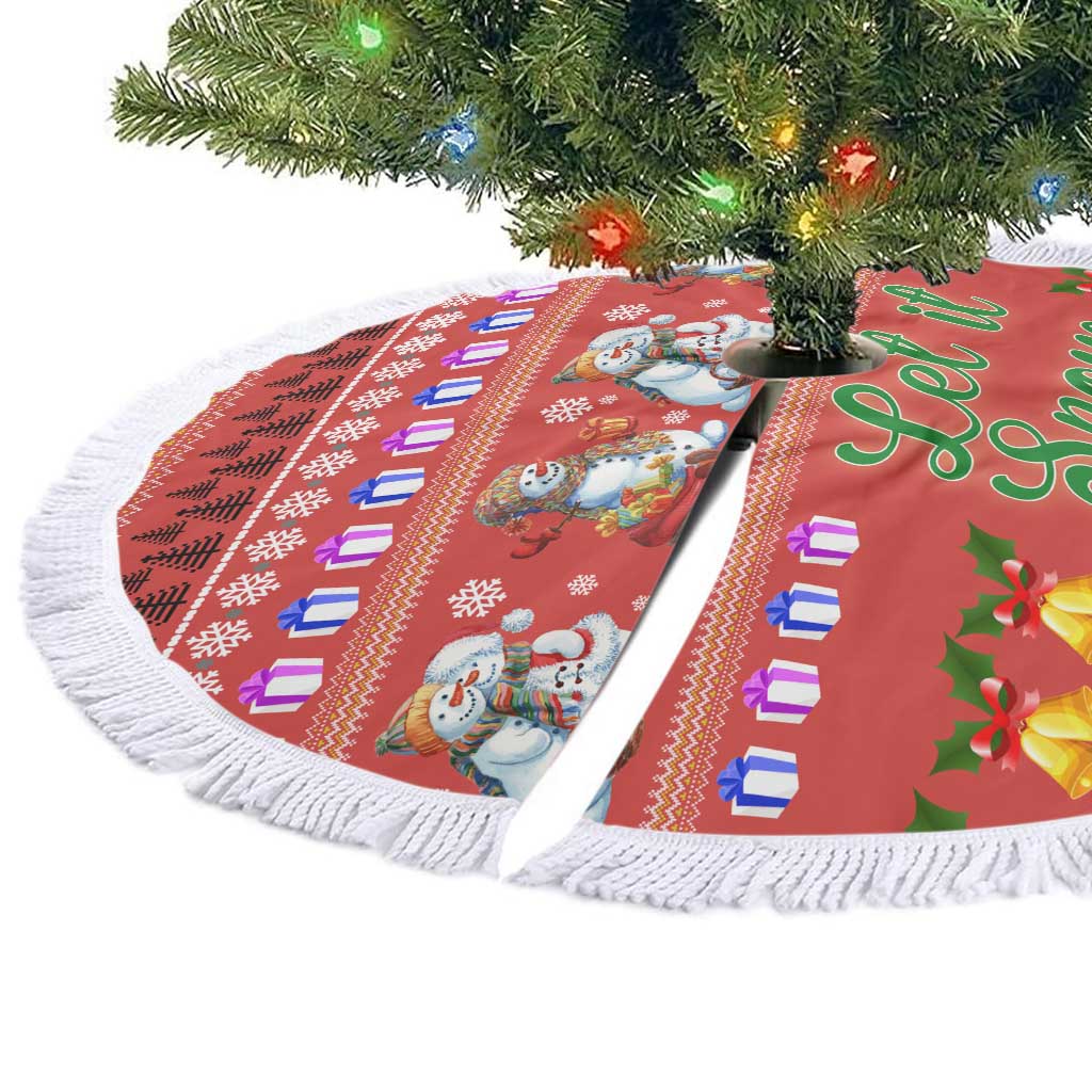 Snowman Let It Snow Christmas Tree Skirt Xmas Holiday Patterns - Wonder Print Shop