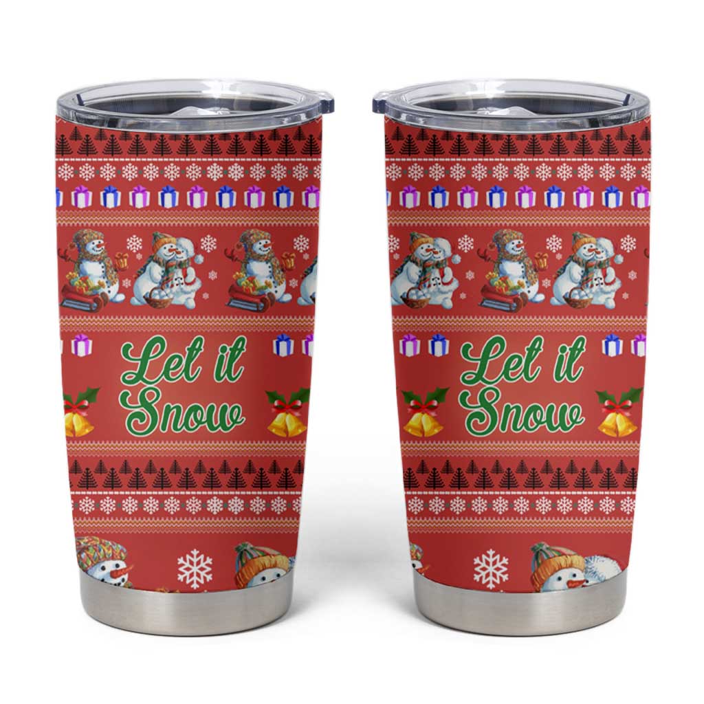 Snowman Let It Snow Christmas Tumbler Cup Xmas Holiday Patterns - Wonder Print Shop