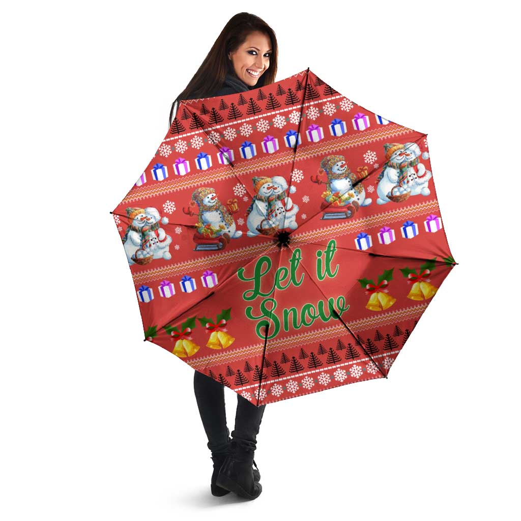 Snowman Let It Snow Christmas Umbrella Xmas Holiday Patterns - Wonder Print Shop