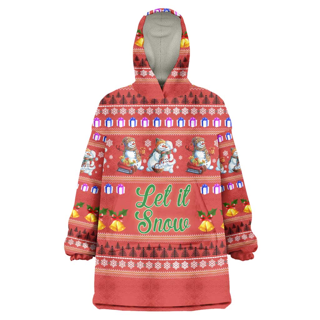 Snowman Let It Snow Christmas Wearable Blanket Hoodie Xmas Holiday Patterns - Wonder Print Shop