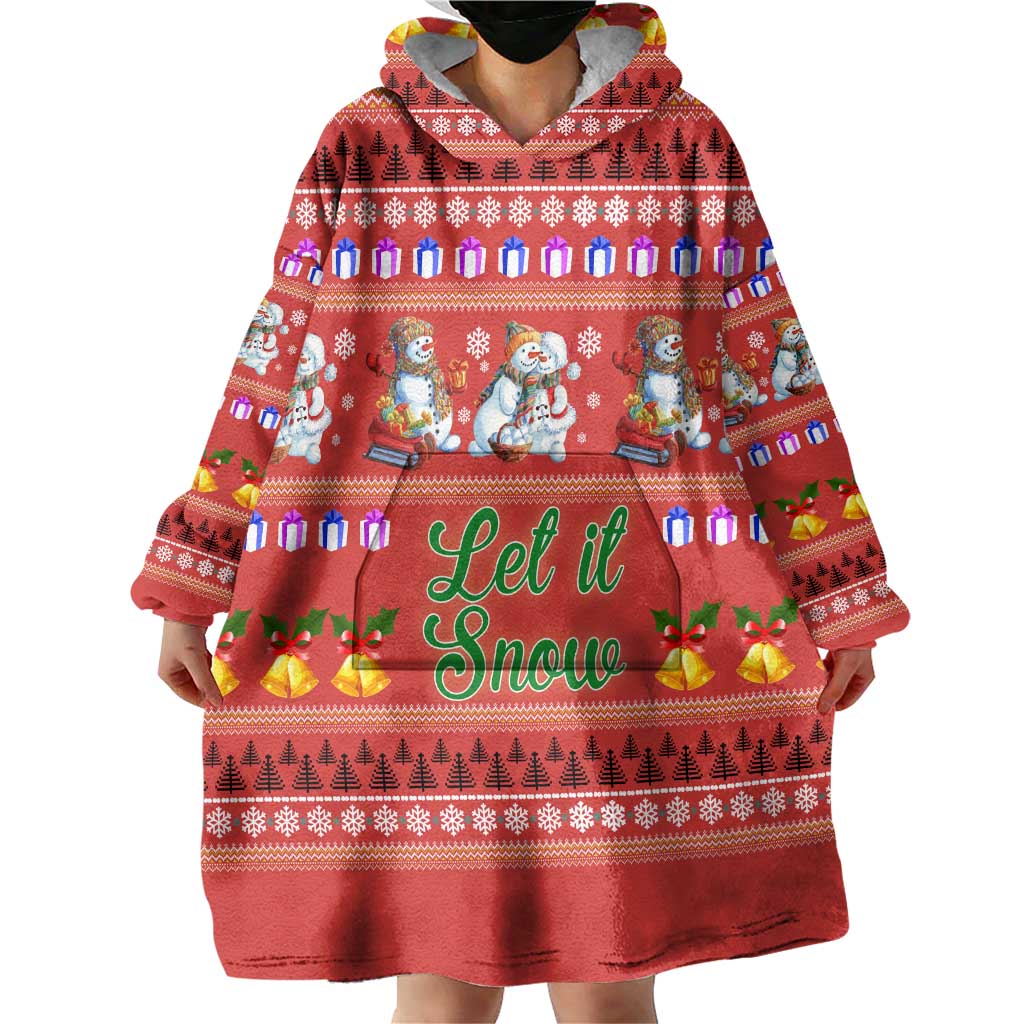 Snowman Let It Snow Christmas Wearable Blanket Hoodie Xmas Holiday Patterns - Wonder Print Shop