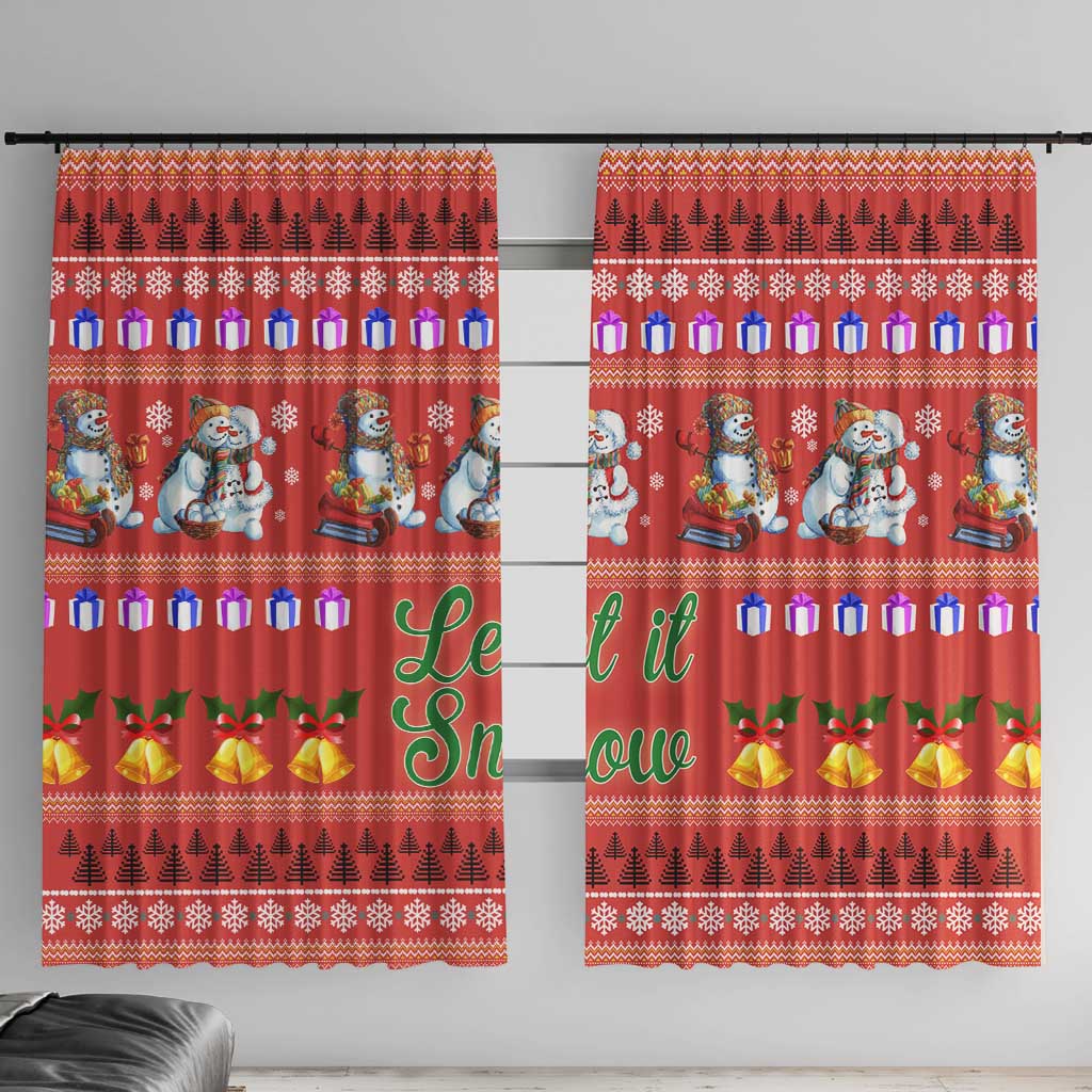 Snowman Let It Snow Christmas Window Curtain Xmas Holiday Patterns - Wonder Print Shop