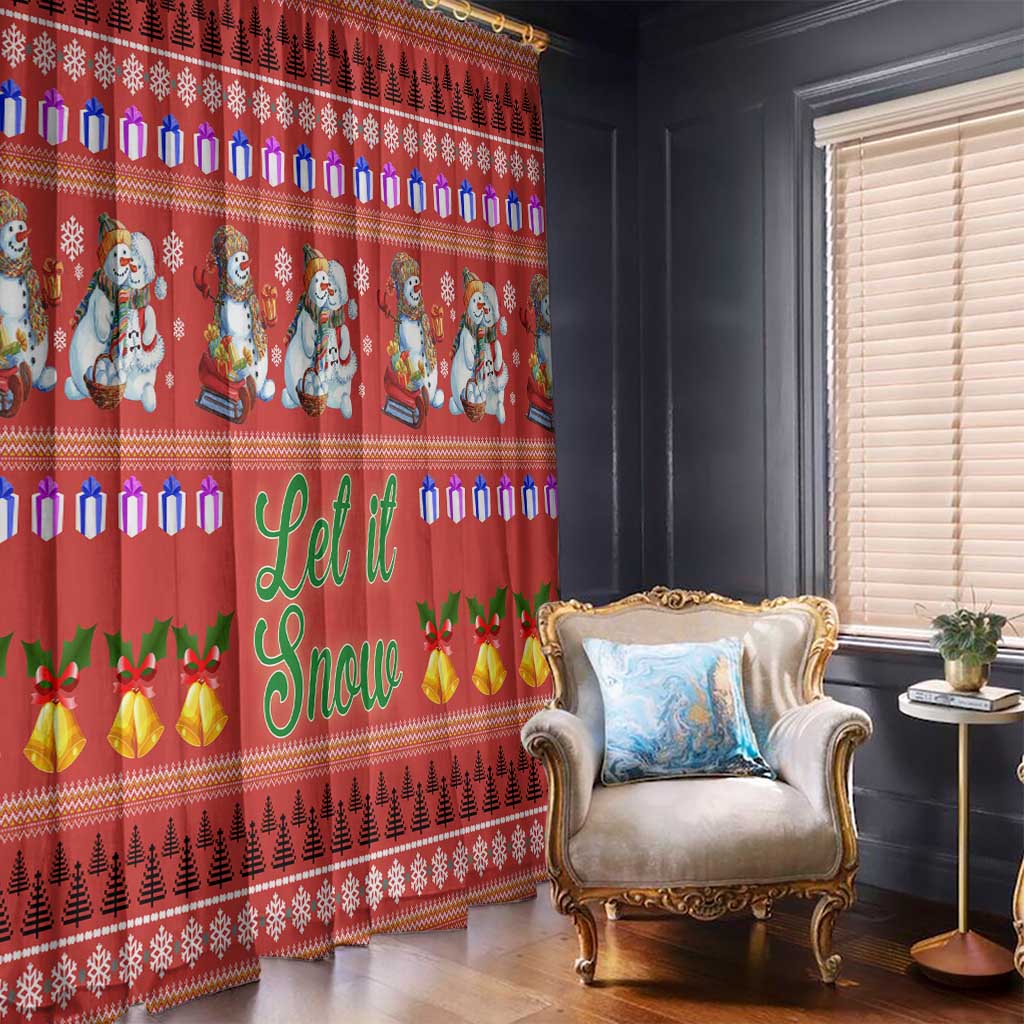 Snowman Let It Snow Christmas Window Curtain Xmas Holiday Patterns - Wonder Print Shop