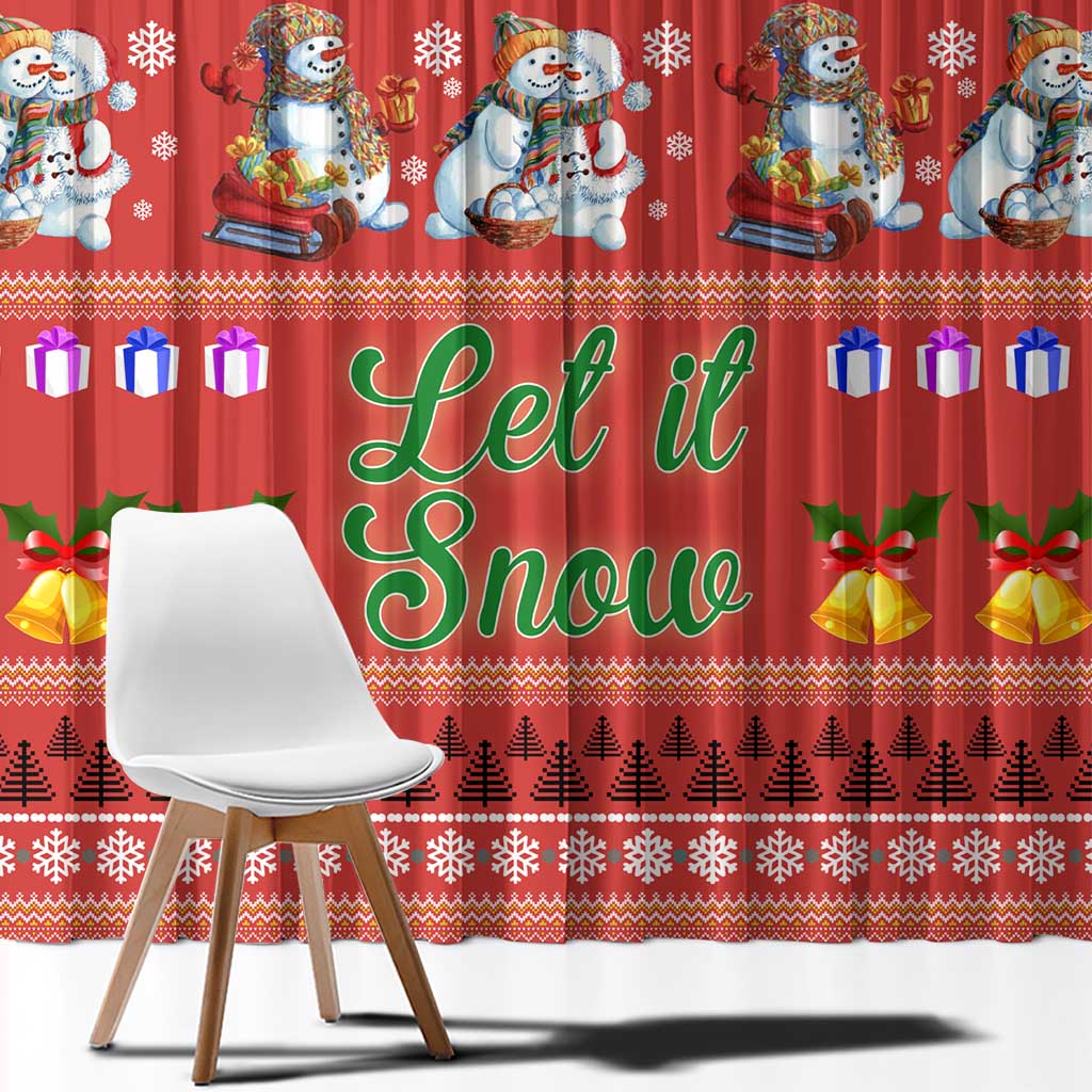 Snowman Let It Snow Christmas Window Curtain Xmas Holiday Patterns - Wonder Print Shop