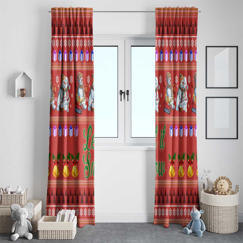 Snowman Let It Snow Christmas Window Curtain Xmas Holiday Patterns - Wonder Print Shop