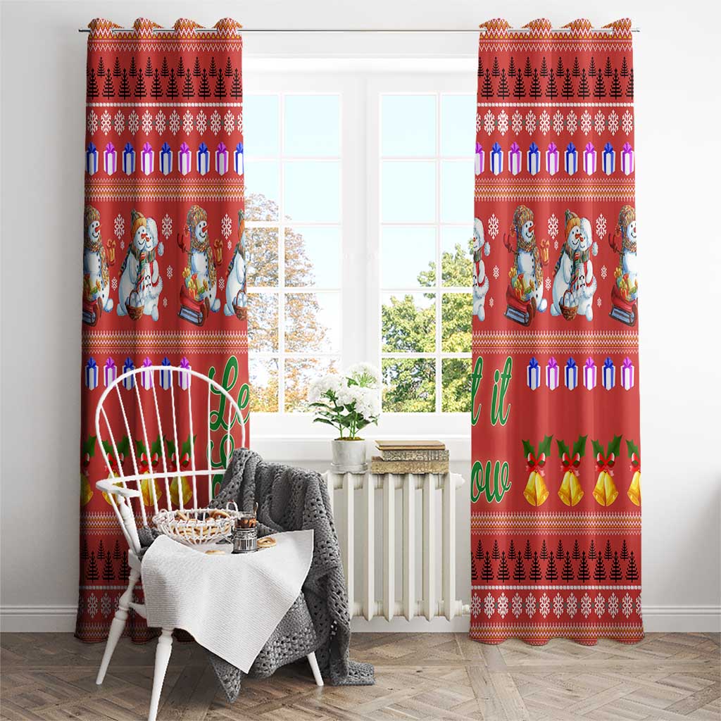 Snowman Let It Snow Christmas Window Curtain Xmas Holiday Patterns - Wonder Print Shop