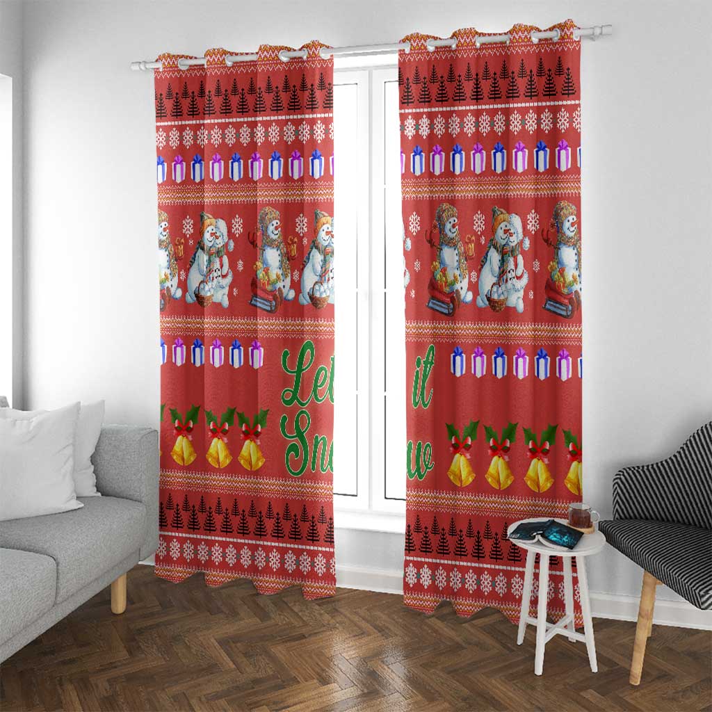 Snowman Let It Snow Christmas Window Curtain Xmas Holiday Patterns - Wonder Print Shop