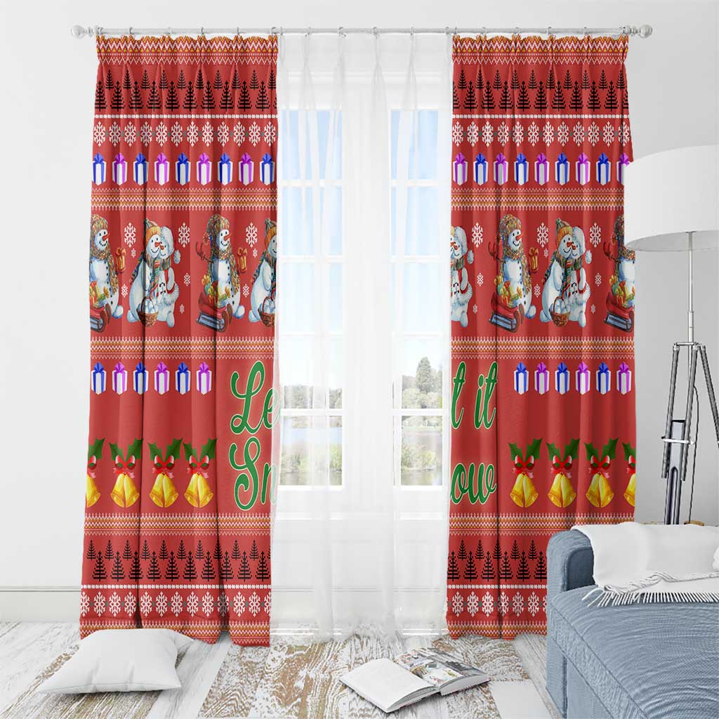Snowman Let It Snow Christmas Window Curtain Xmas Holiday Patterns - Wonder Print Shop