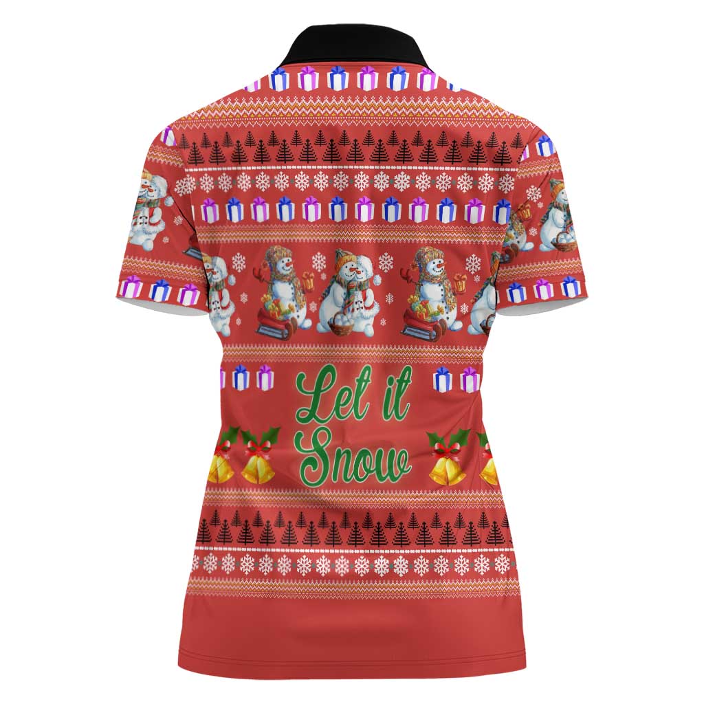 Snowman Let It Snow Christmas Women Polo Shirt Xmas Holiday Patterns - Wonder Print Shop