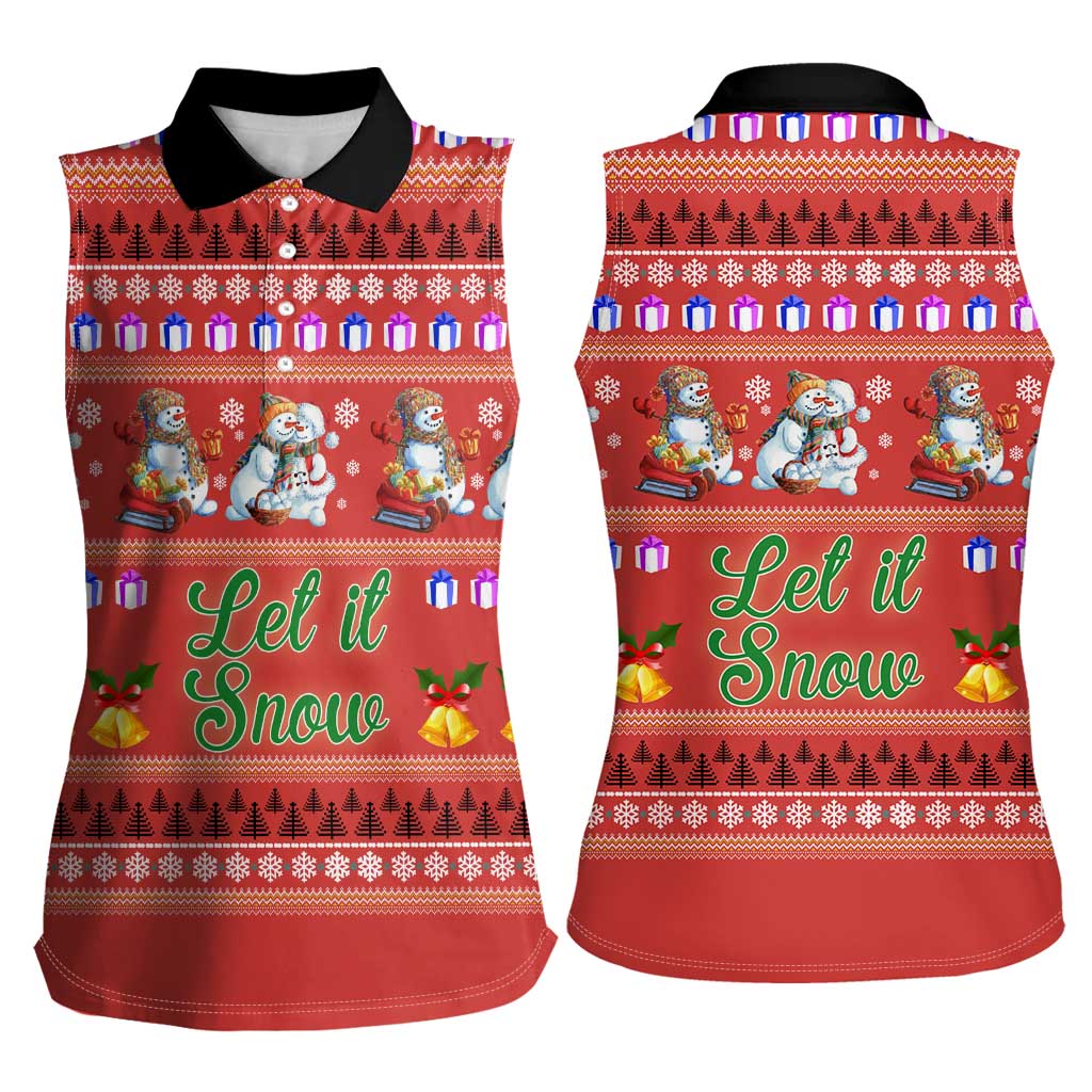 Snowman Let It Snow Christmas Women Sleeveless Polo Shirt Xmas Holiday Patterns - Wonder Print Shop