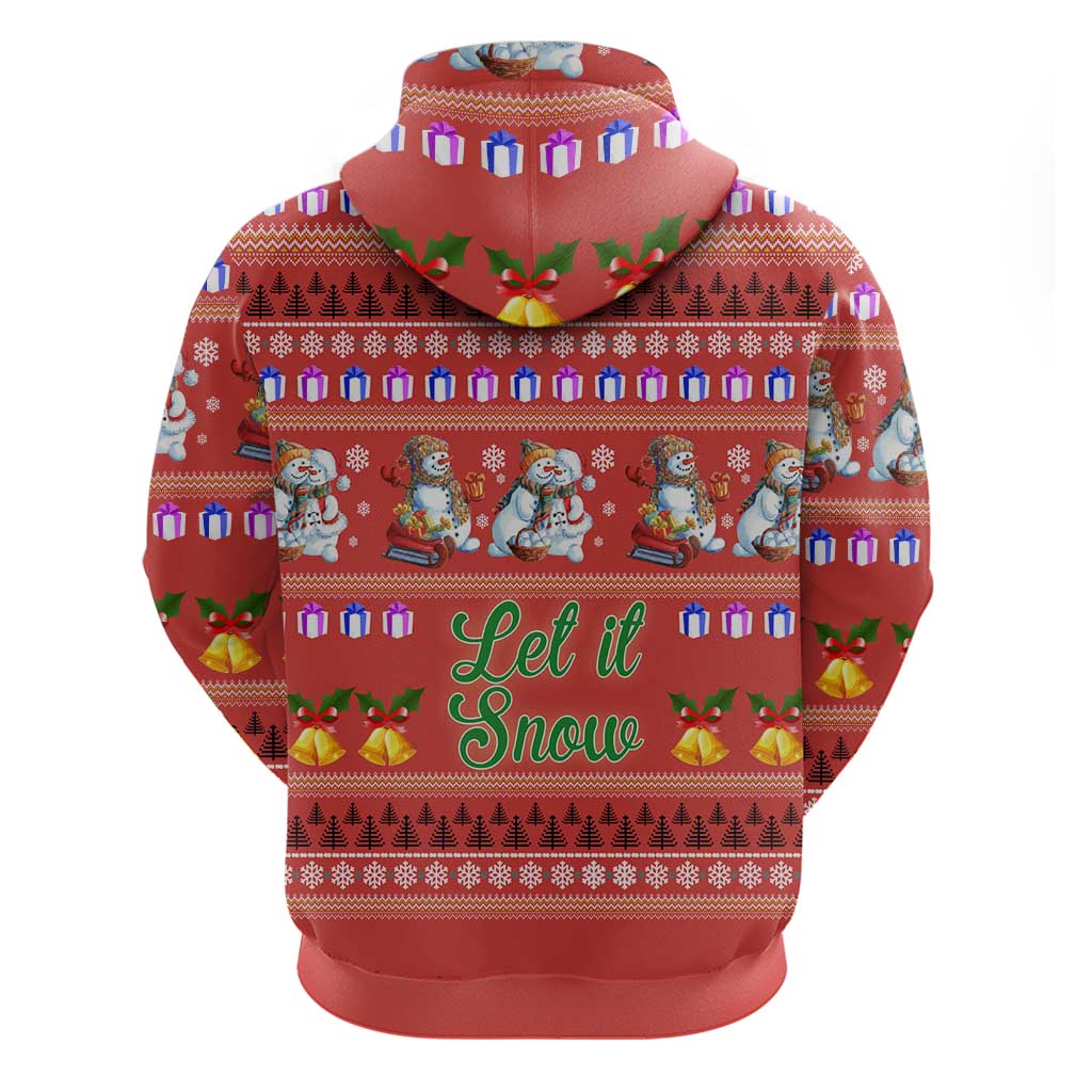 Snowman Let It Snow Christmas Zip Hoodie Xmas Holiday Patterns - Wonder Print Shop