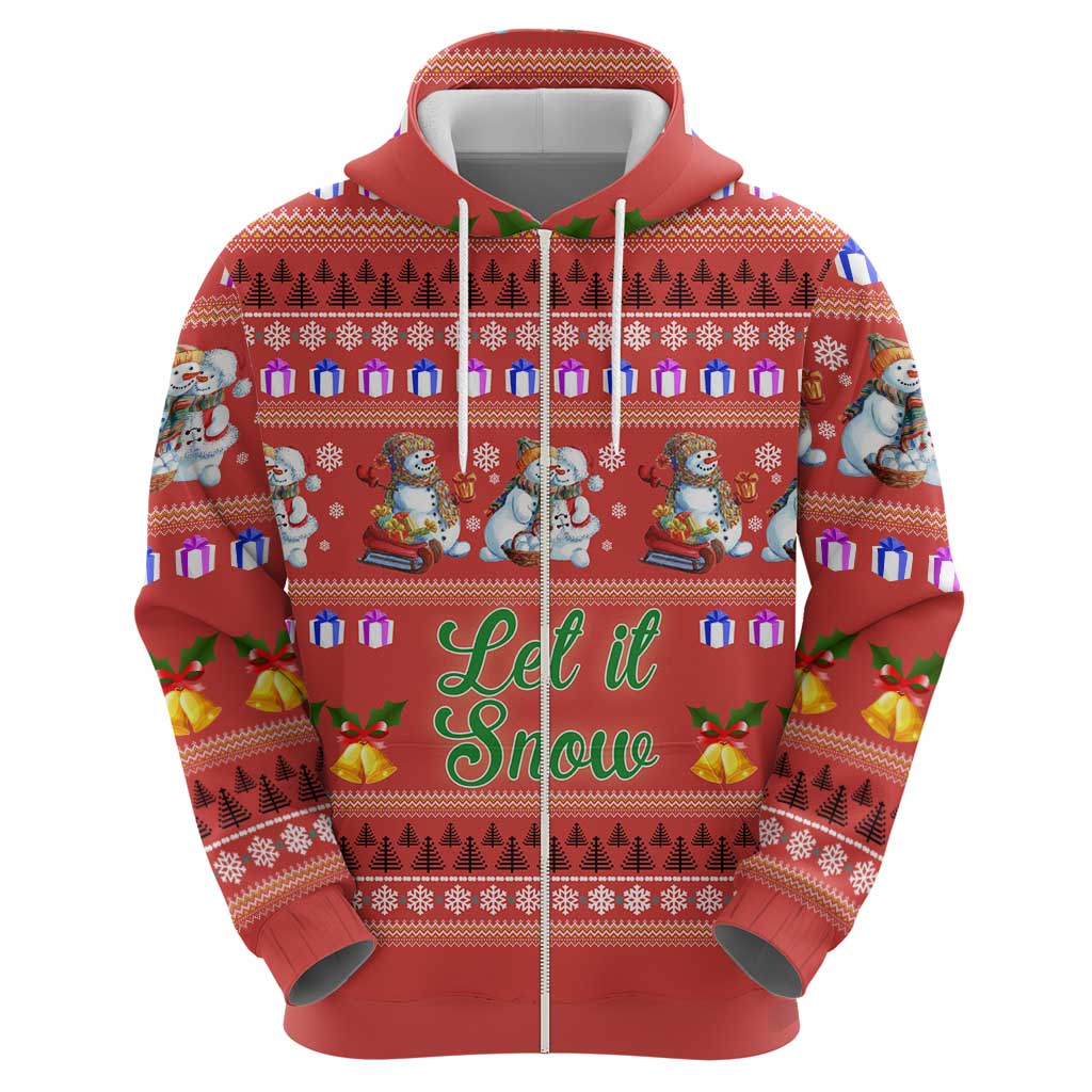 Snowman Let It Snow Christmas Zip Hoodie Xmas Holiday Patterns - Wonder Print Shop