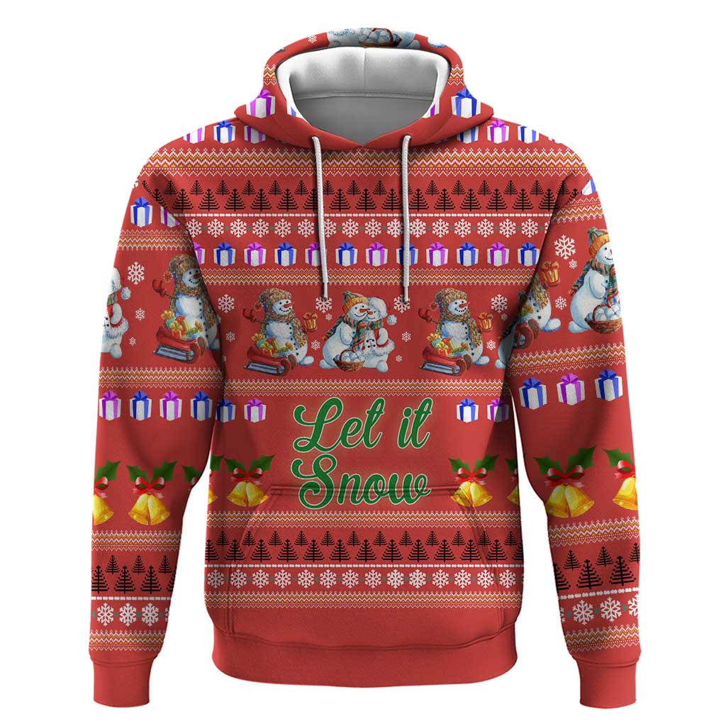 Snowman Let It Snow Christmas Zip Hoodie Xmas Holiday Patterns - Wonder Print Shop