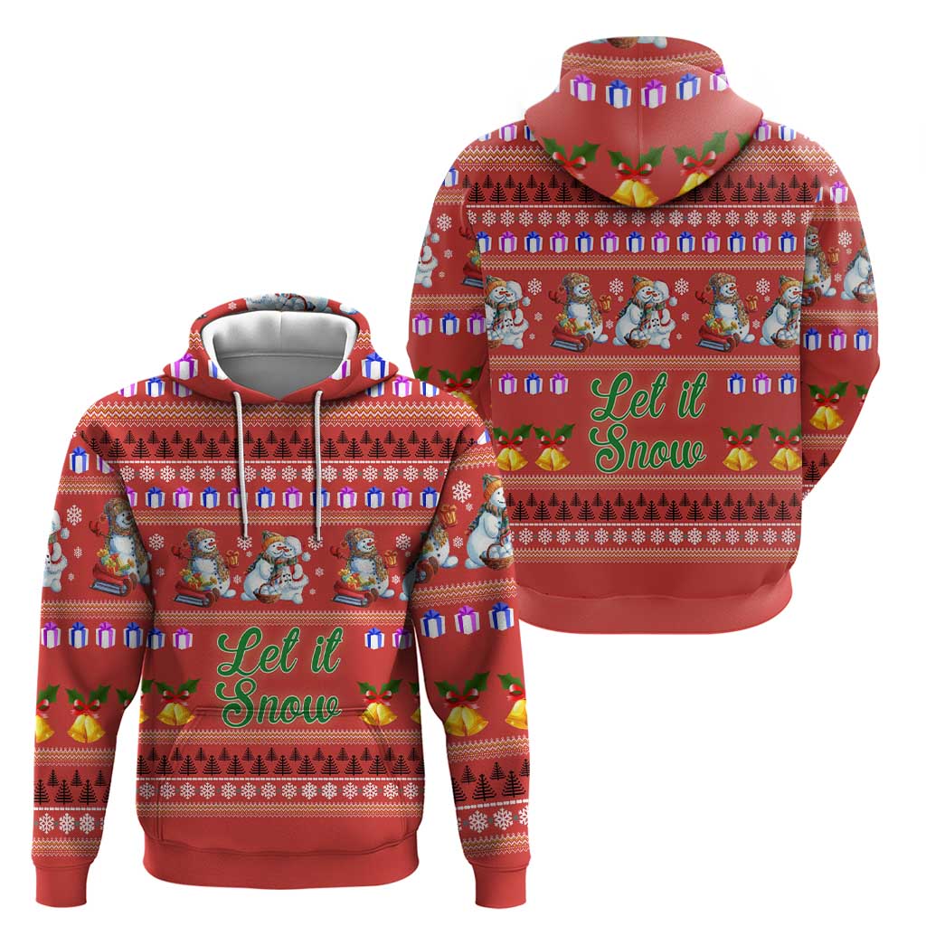 Snowman Let It Snow Christmas Zip Hoodie Xmas Holiday Patterns - Wonder Print Shop