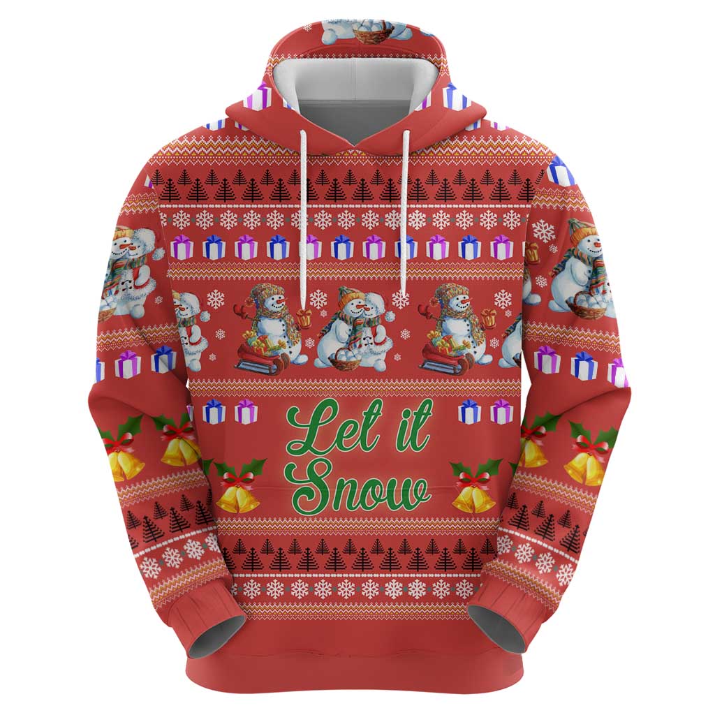 Snowman Let It Snow Christmas Zip Hoodie Xmas Holiday Patterns - Wonder Print Shop