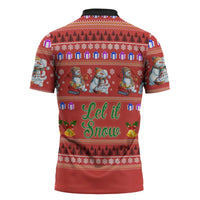 Snowman Let It Snow Christmas Zipper Polo Shirt Xmas Holiday Patterns - Wonder Print Shop