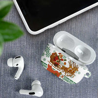 Iran Christmas AirPods Case with Santa Sleigh Reindeer Map and Green Red Snowflake Pattern - Wonder Print Shop