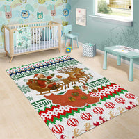 Iran Christmas Area Rug with Santa Sleigh Reindeer Map and Green Red Snowflake Pattern - Wonder Print Shop