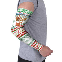 Iran Christmas Arm Sleeves with Santa Sleigh Reindeer Map and Green Red Snowflake Pattern - Wonder Print Shop