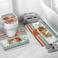 Iran Christmas Bathroom Set with Santa Sleigh Reindeer Map and Green Red Snowflake Pattern - Wonder Print Shop