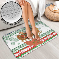 Iran Christmas Bathroom Set with Santa Sleigh Reindeer Map and Green Red Snowflake Pattern - Wonder Print Shop