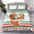 Iran Christmas Bedding Set with Santa Sleigh Reindeer Map and Green Red Snowflake Pattern - Wonder Print Shop