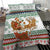 Iran Christmas Bedding Set with Santa Sleigh Reindeer Map and Green Red Snowflake Pattern - Wonder Print Shop