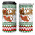 Iran Christmas 4 in 1 Can Cooler Tumbler with Santa Sleigh Reindeer Map and Green Red Snowflake Pattern - Wonder Print Shop