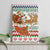 Iran Christmas Canvas Wall Art with Santa Sleigh Reindeer Map and Green Red Snowflake Pattern - Wonder Print Shop