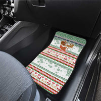 Iran Christmas Car Mats with Santa Sleigh Reindeer Map and Green Red Snowflake Pattern - Wonder Print Shop