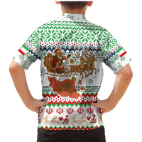Iran Christmas Family Matching Mermaid Dress and Hawaiian Shirt with Santa Sleigh Reindeer Map and Green Red Snowflake Pattern - Wonder Print Shop