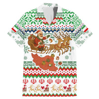 Iran Christmas Family Matching Mermaid Dress and Hawaiian Shirt with Santa Sleigh Reindeer Map and Green Red Snowflake Pattern - Wonder Print Shop