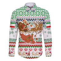 Iran Christmas Family Matching Mermaid Dress and Hawaiian Shirt with Santa Sleigh Reindeer Map and Green Red Snowflake Pattern - Wonder Print Shop