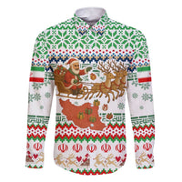 Iran Christmas Family Matching Short Sleeve Bodycon Dress and Hawaiian Shirt with Santa Sleigh Reindeer Map and Green Red Snowflake Pattern - Wonder Print Shop