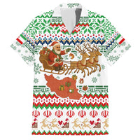 Iran Christmas Hawaiian Shirt with Santa Sleigh Reindeer Map and Green Red Snowflake Pattern - Wonder Print Shop