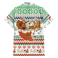 Iran Christmas Hawaiian Shirt with Santa Sleigh Reindeer Map and Green Red Snowflake Pattern - Wonder Print Shop