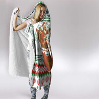 Iran Christmas Hooded Blanket with Santa Sleigh Reindeer Map and Green Red Snowflake Pattern - Wonder Print Shop