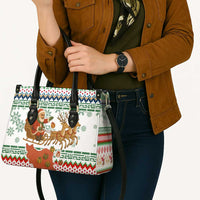 Iran Christmas Leather Bag with Santa Sleigh Reindeer Map and Green Red Snowflake Pattern - Wonder Print Shop