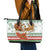 Iran Christmas Leather Tote Bag with Santa Sleigh Reindeer Map and Green Red Snowflake Pattern - Wonder Print Shop