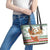 Iran Christmas Leather Tote Bag with Santa Sleigh Reindeer Map and Green Red Snowflake Pattern - Wonder Print Shop