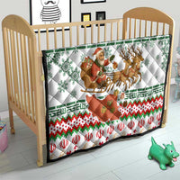 Iran Christmas Quilt with Santa Sleigh Reindeer Map and Green Red Snowflake Pattern - Wonder Print Shop