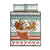 Iran Christmas Quilt Bed Set with Santa Sleigh Reindeer Map and Green Red Snowflake Pattern - Wonder Print Shop