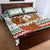 Iran Christmas Quilt Bed Set with Santa Sleigh Reindeer Map and Green Red Snowflake Pattern - Wonder Print Shop