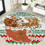 Iran Christmas Round Carpet with Santa Sleigh Reindeer Map and Green Red Snowflake Pattern - Wonder Print Shop